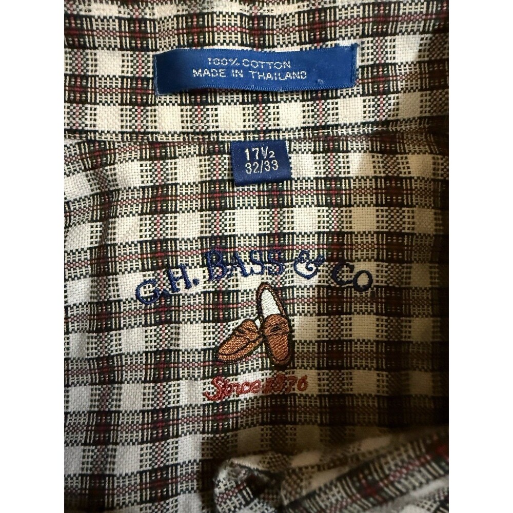 G.H. Bass Men's Size 17.5 32/33 Long Sleeve Button Down Cotton Weave Shirt - Picture 5 of 5